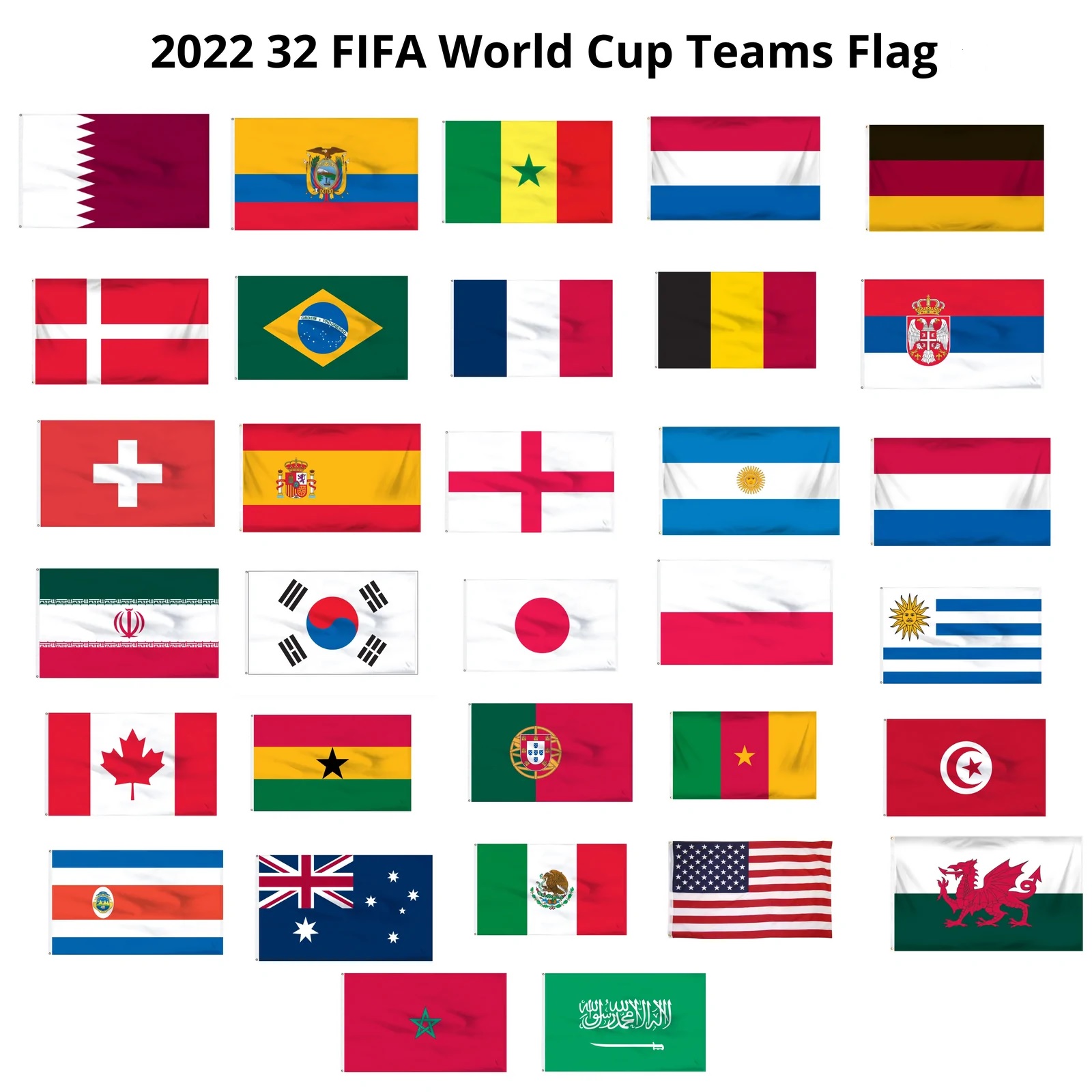 2022 32 FIFA WORLD CUP teams flag National Teams Flags - Image 1